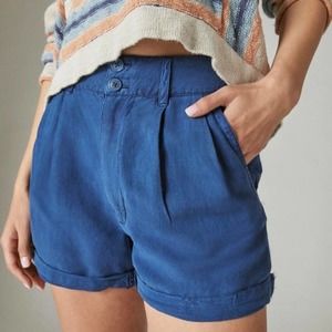 NWT Lucky Brand Linen Blend Pleated Front Short 29